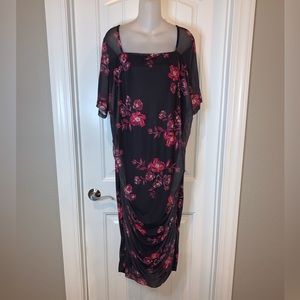 BloomChic Plus Black Floral Print Dress NWT